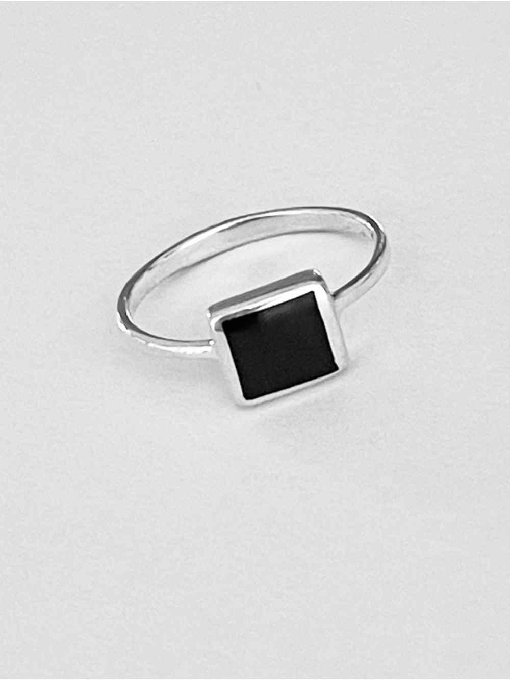 Sterling Silver Square Black Onyx Ring, Dainty Stone Jewelry, Protection Rings